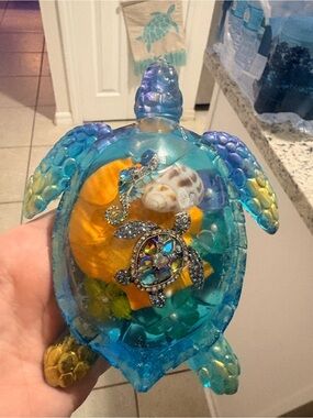 Sea Turtle Decorative Accent - Blue and Teal Shell